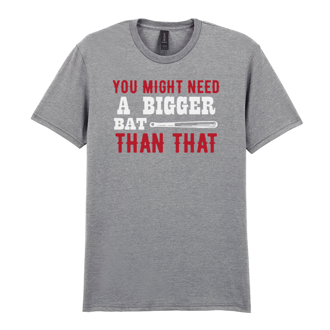 IPRINTOP You Might Need a Bigger Bat Graphic T-Shirt in RS Sports Grey - red and white bat slogan