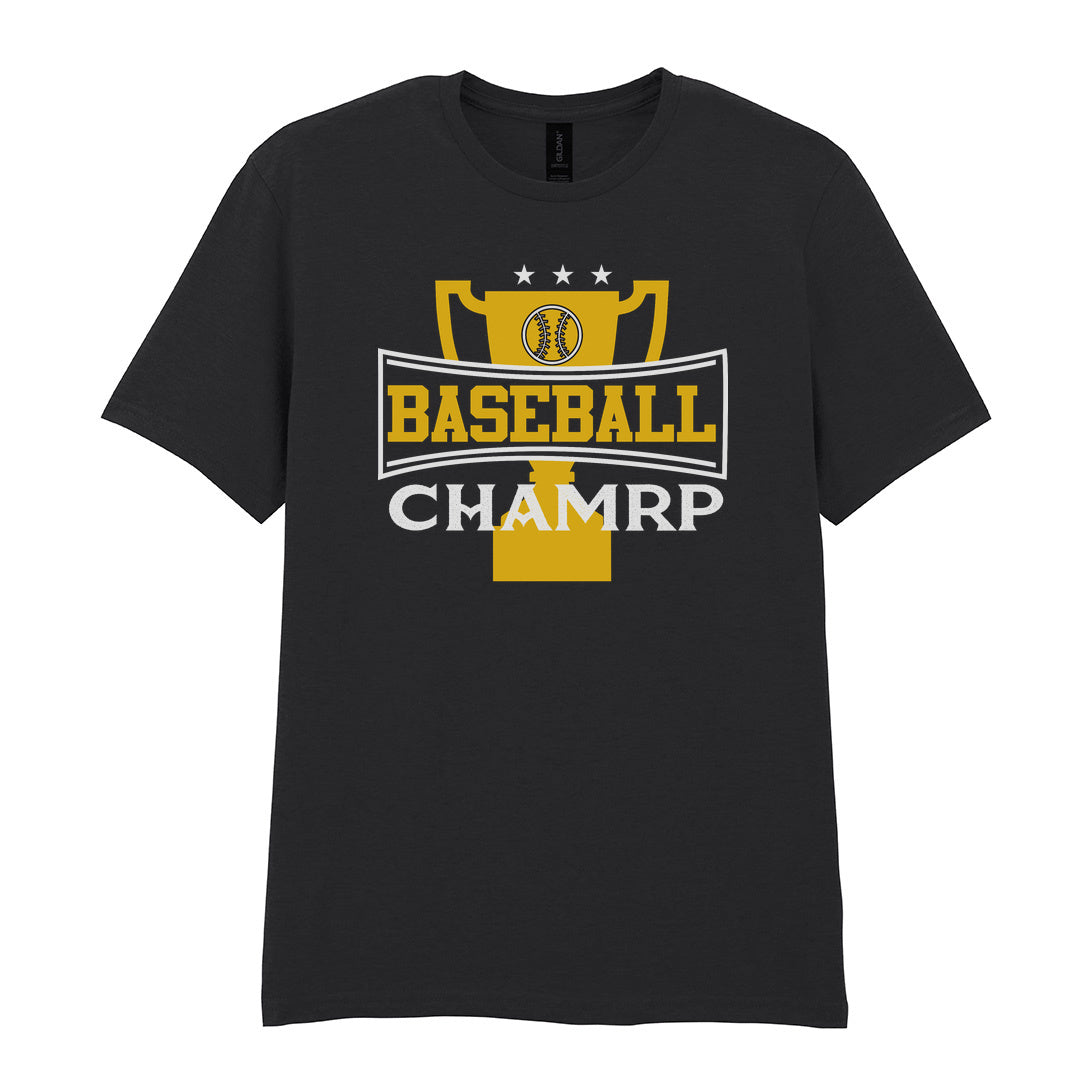 IPRINTOP Baseball Champ Graphic T-Shirt in Black - gold trophy graphic