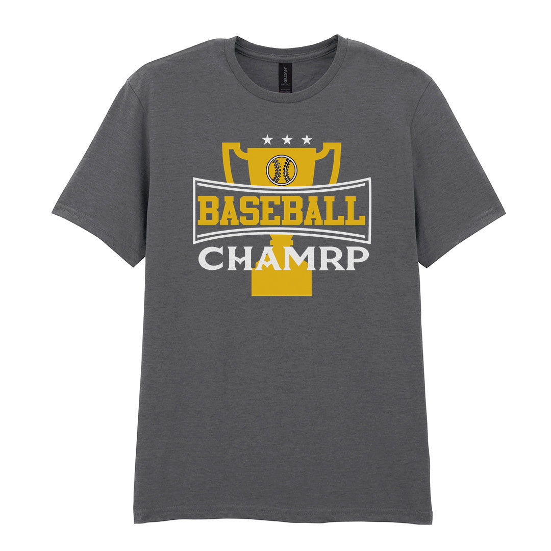 IPRINTOP Baseball Champ Graphic T-Shirt in Charcoal - gold trophy graphic