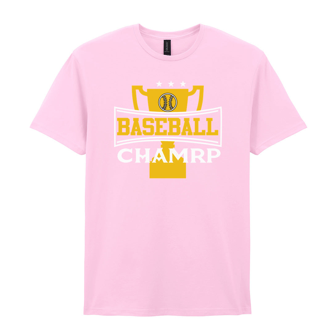 IPRINTOP Baseball Champ Graphic T-Shirt in Light Pink - gold trophy graphic