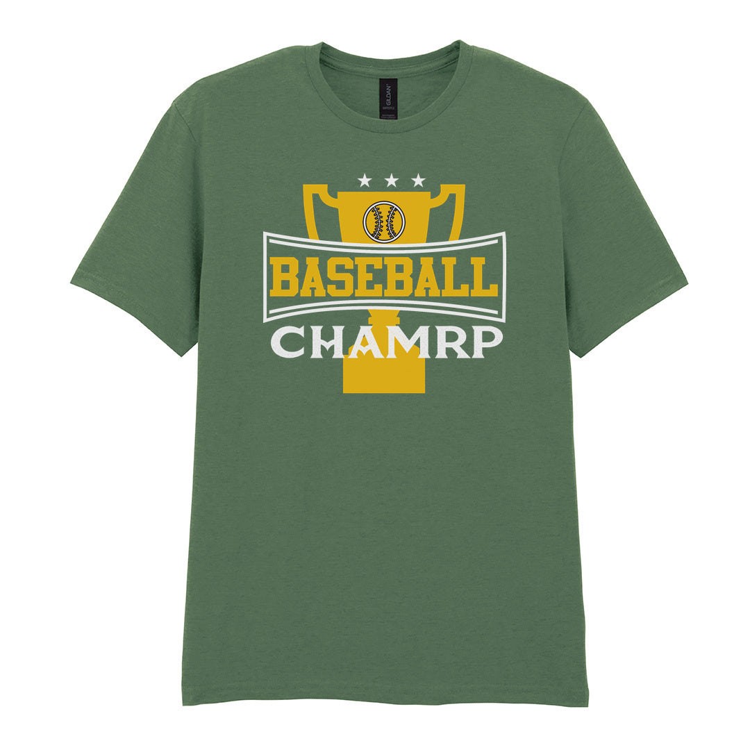 IPRINTOP Baseball Champ Graphic T-Shirt in Military Green - gold trophy graphic