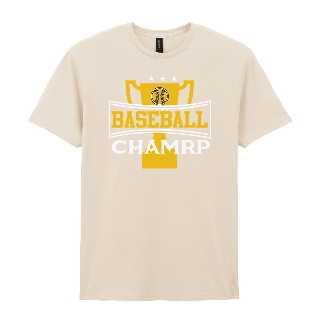 IPRINTOP Baseball Champ Graphic T-Shirt in Natural - gold trophy graphic