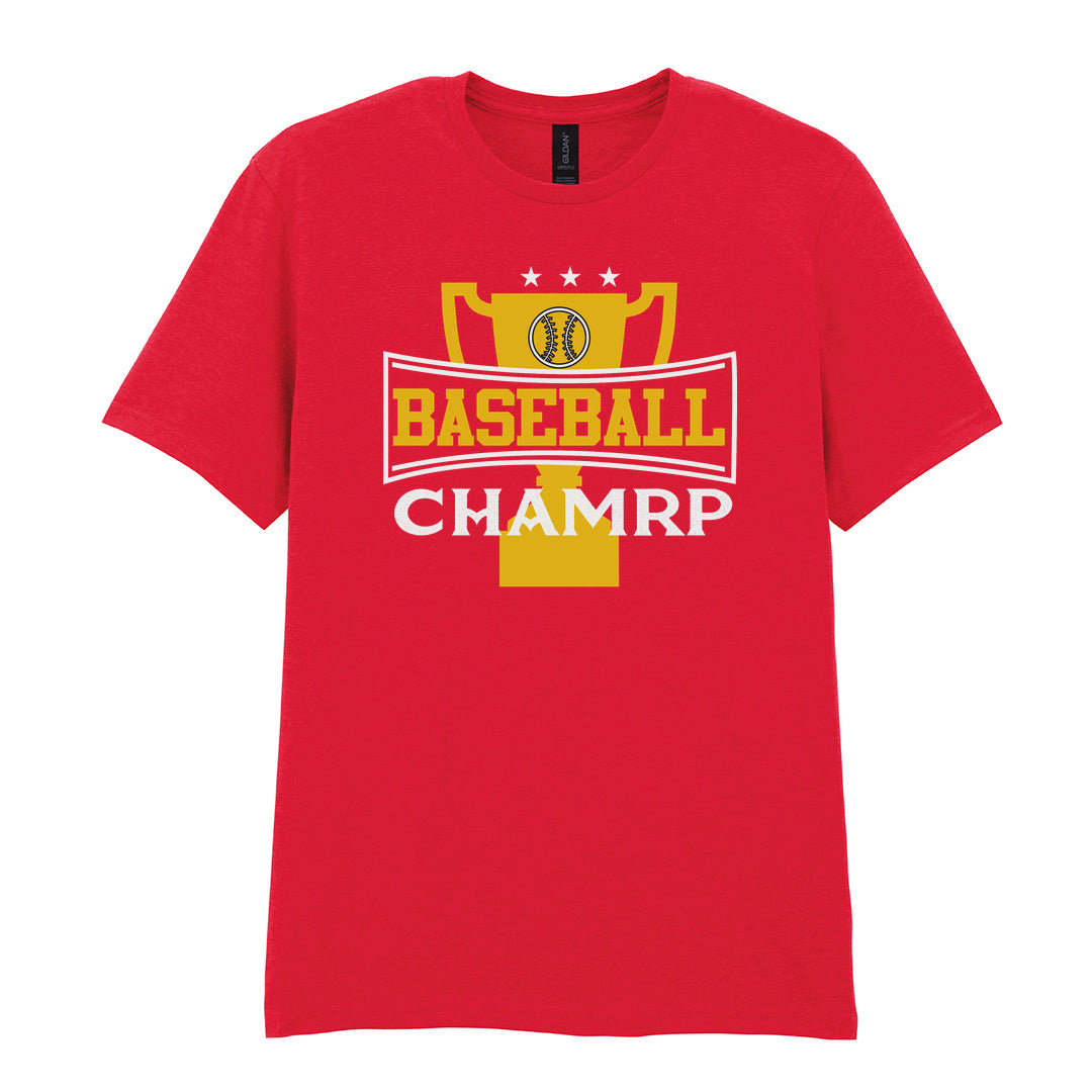 IPRINTOP Baseball Champ Graphic T-Shirt in Red - gold trophy graphic