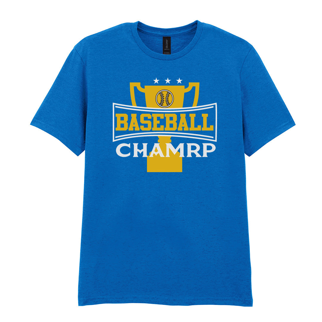 IPRINTOP Baseball Champ Graphic T-Shirt in Royal - gold trophy graphic