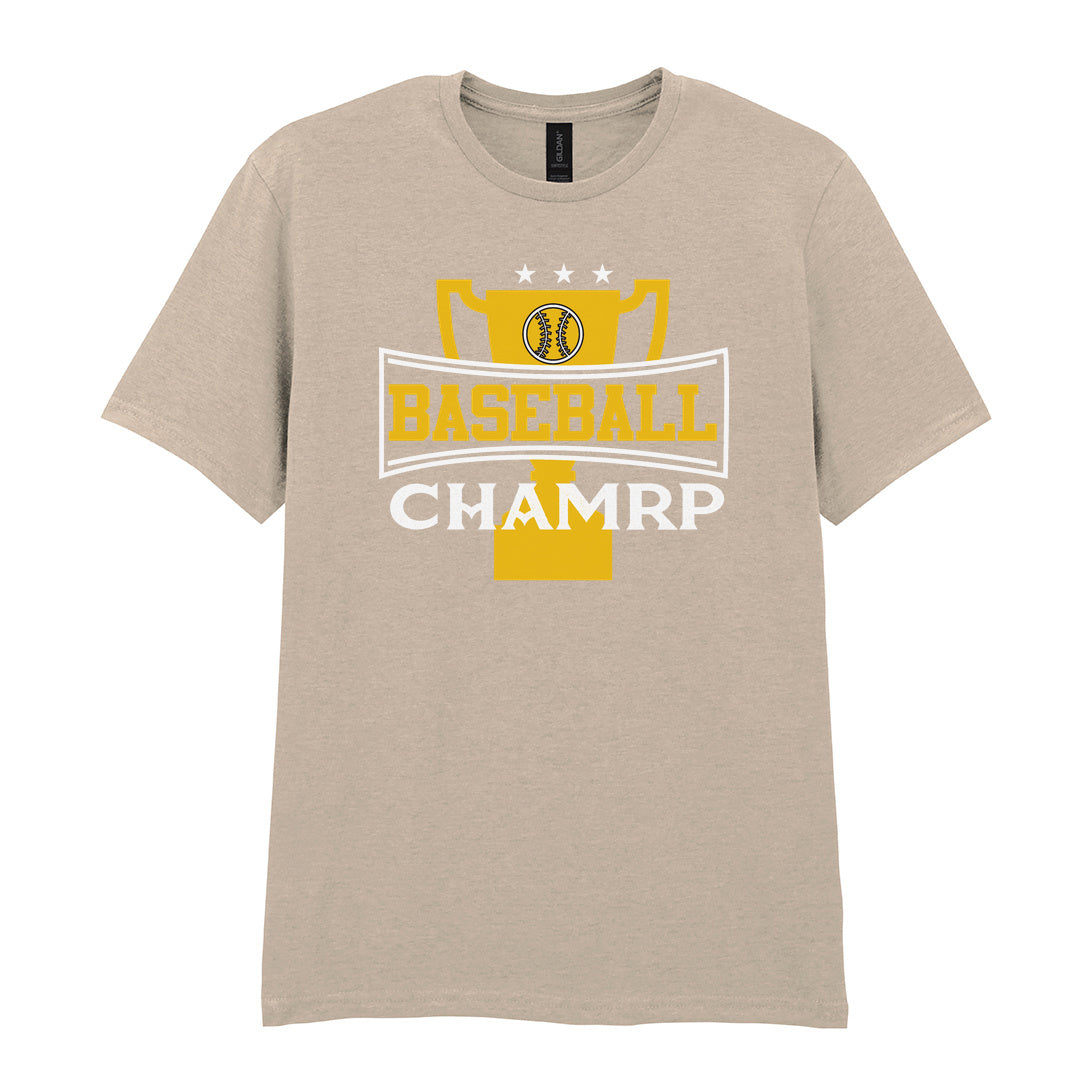 IPRINTOP Baseball Champ Graphic T-Shirt in Sand - gold trophy graphic