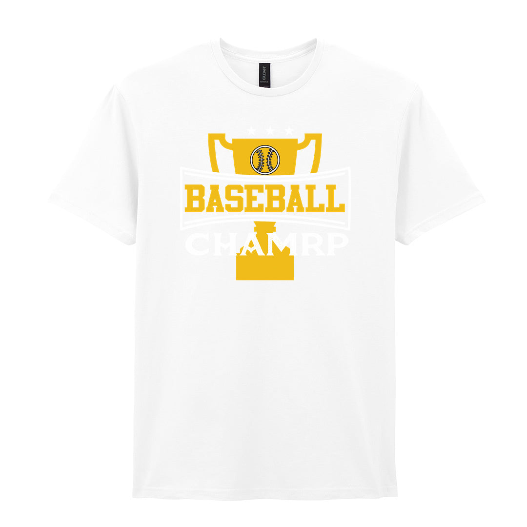 IPRINTOP Baseball Champ Graphic T-Shirt in White - gold trophy graphic