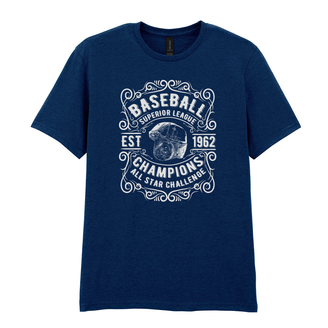 IPRINTOP Baseball Superior League Graphic T-Shirt in Navy - ornate helmet badge