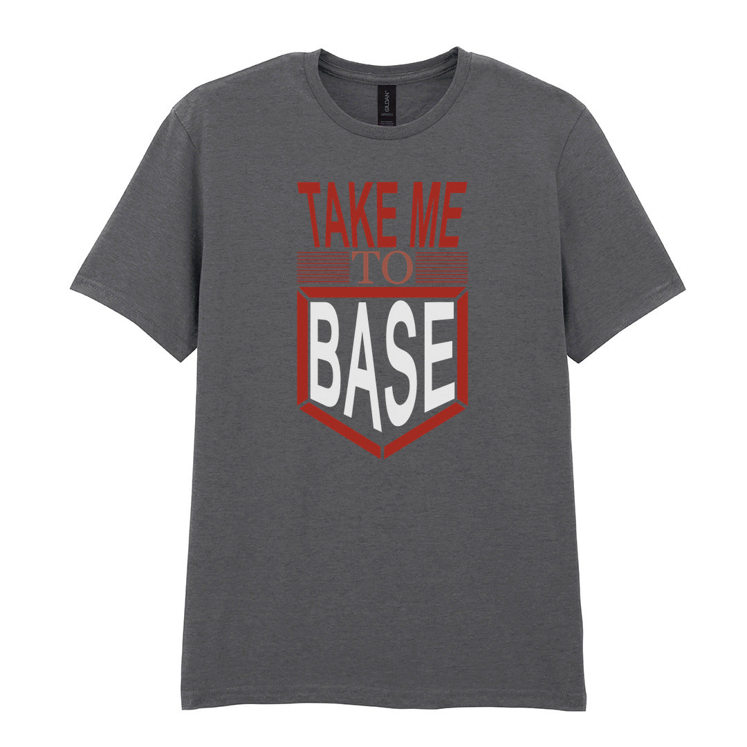 IPRINTOP Take Me To Base Graphic T-Shirt in Charcoal - red home-base slogan