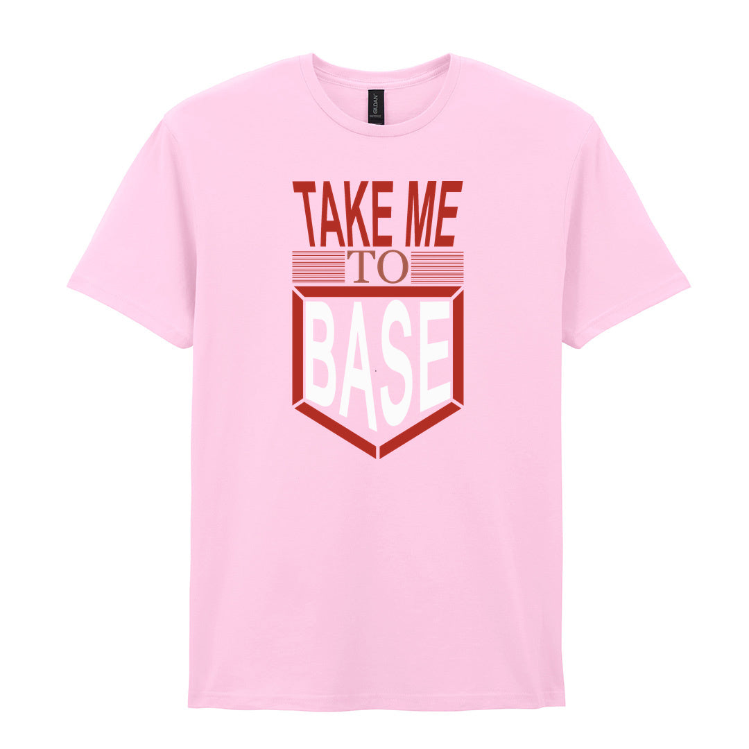 IPRINTOP Take Me To Base Graphic T-Shirt in Light Pink - red home-base slogan