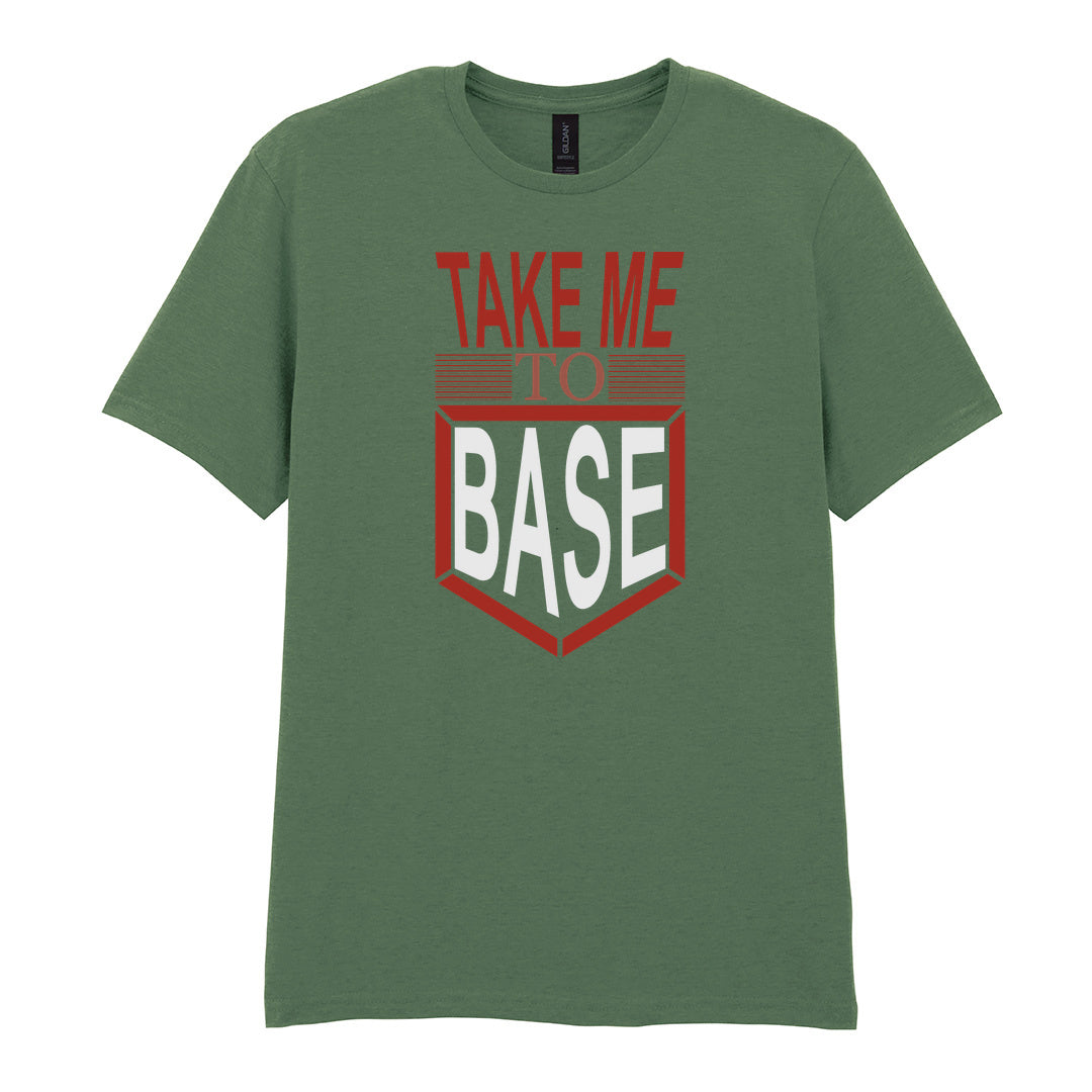 IPRINTOP Take Me To Base Graphic T-Shirt in Military Green - red home-base slogan