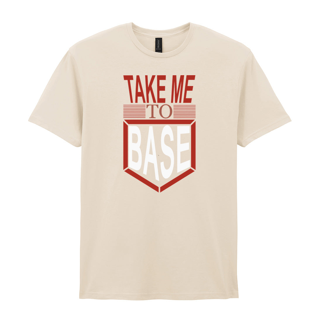 IPRINTOP Take Me To Base Graphic T-Shirt in Natural - red home-base slogan