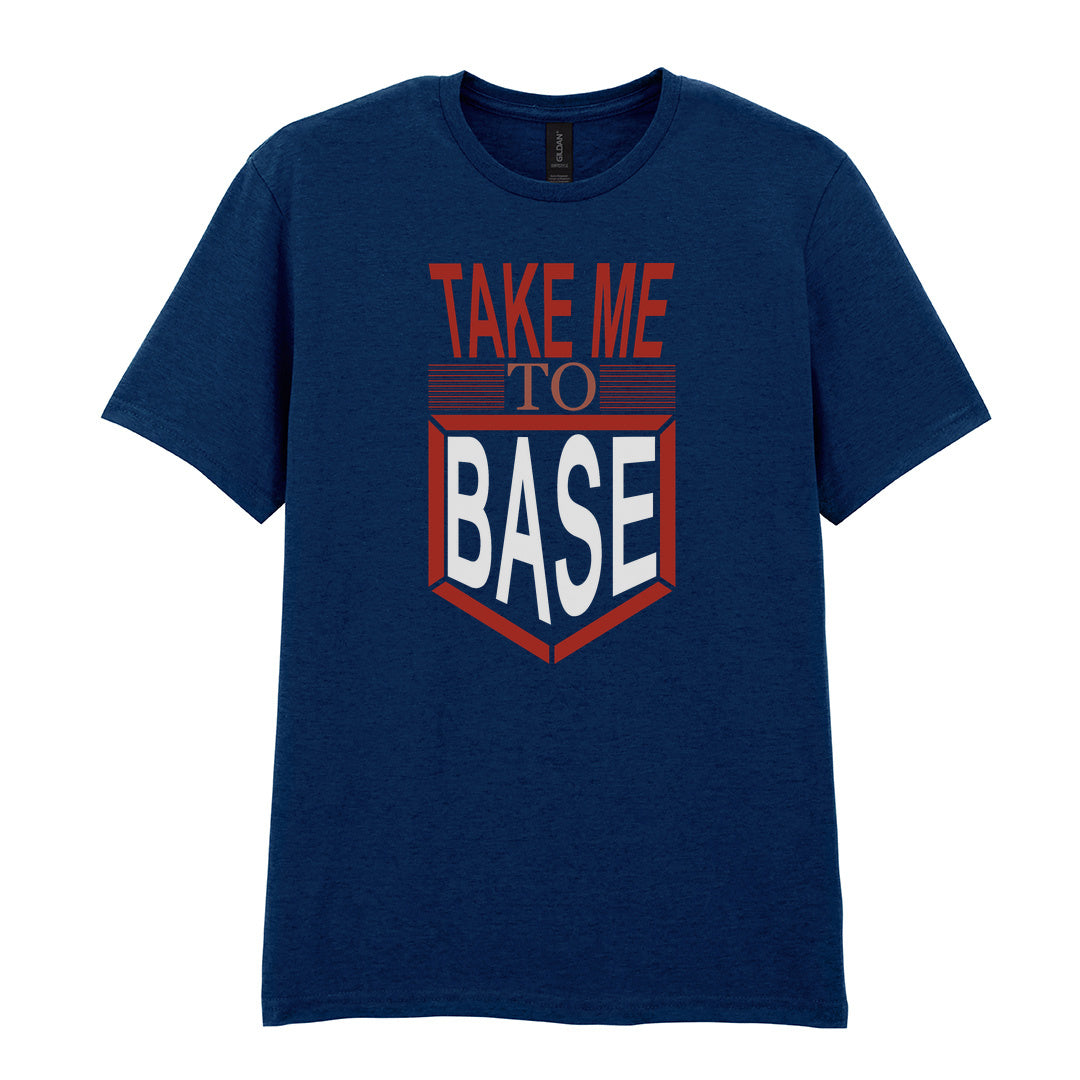 IPRINTOP Take Me To Base Graphic T-Shirt in Navy - red home-base slogan