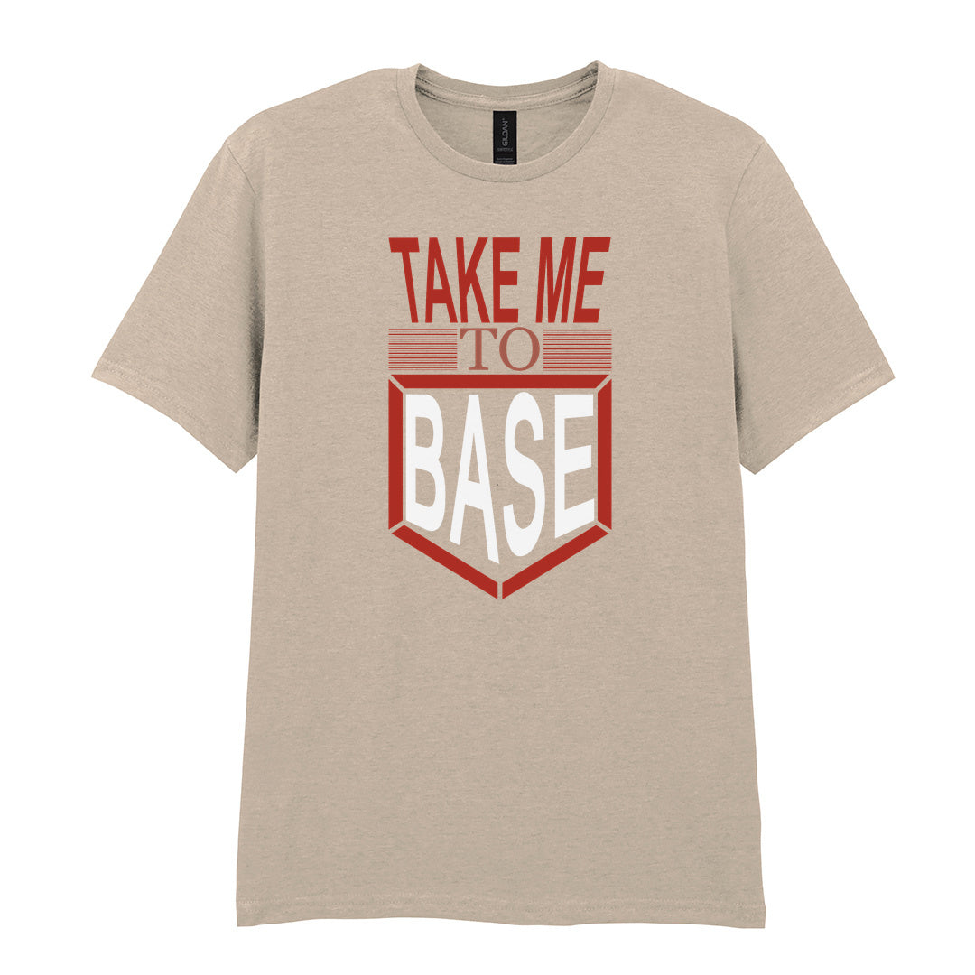 IPRINTOP Take Me To Base Graphic T-Shirt in Sand - red home-base slogan