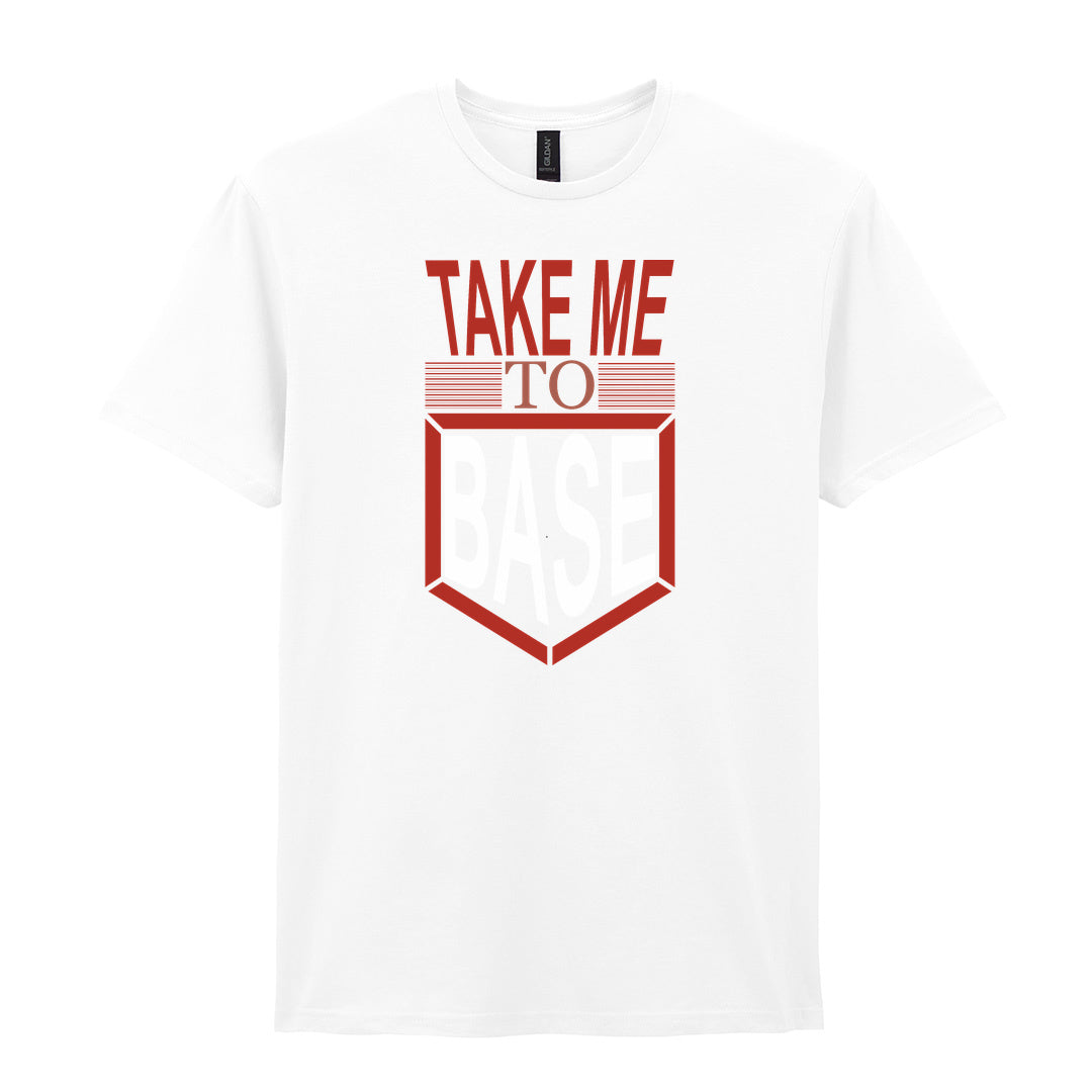IPRINTOP Take Me To Base Graphic T-Shirt in White - red home-base slogan