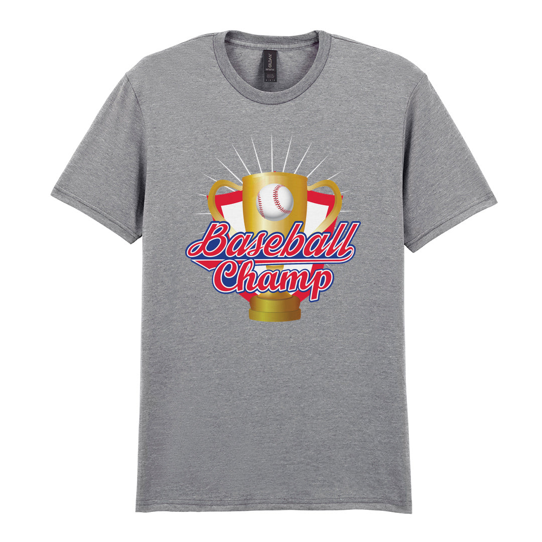 IPRINTOP Baseball Champion Graphic T-Shirt in RS Sports Grey - gold trophy and baseball