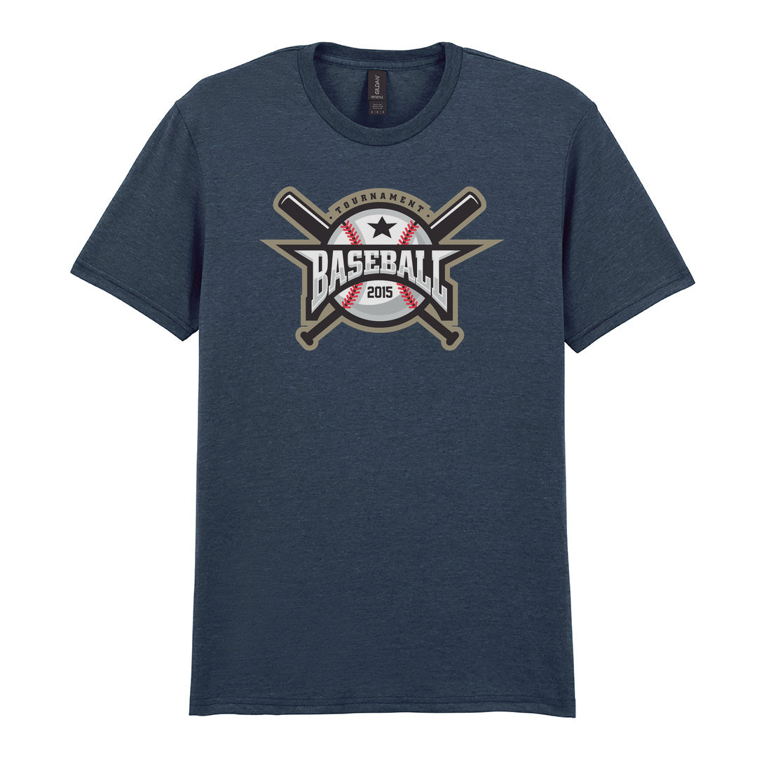 IPRINTOP Embrace the Baseball Spirit - Design 1 Graphic T-Shirt in Dark Heather - crossed bats and 2015 badge