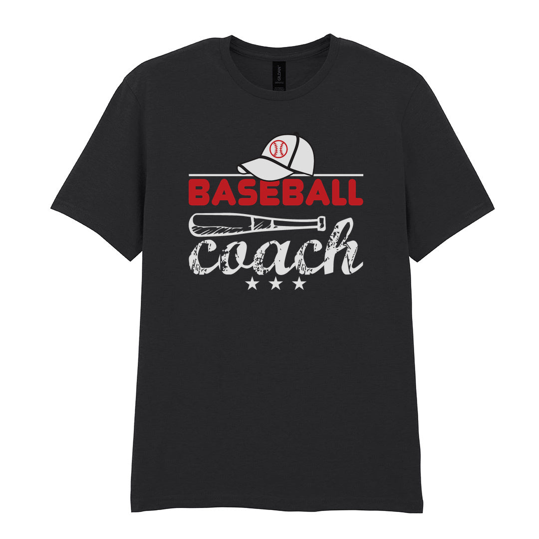 IPRINTOP Baseball Coach 2 Graphic T-Shirt in Black - coach cap and bat