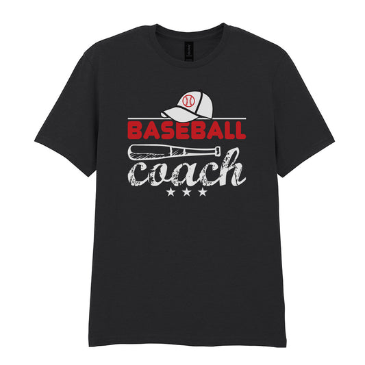 IPRINTOP Baseball Coach 2 Graphic T-Shirt in Black - coach cap and bat