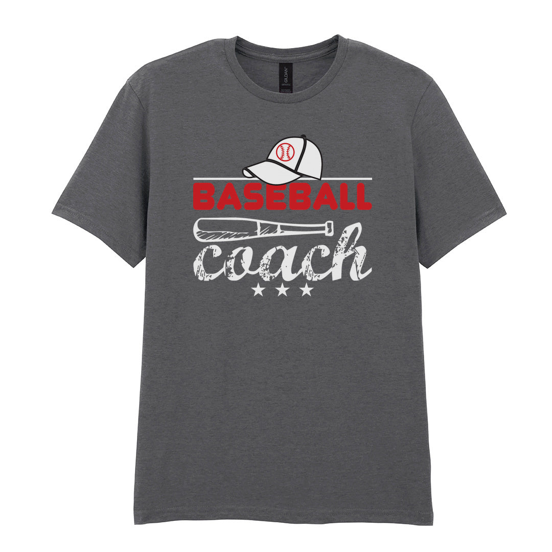 IPRINTOP Baseball Coach 2 Graphic T-Shirt in Charcoal - coach cap and bat