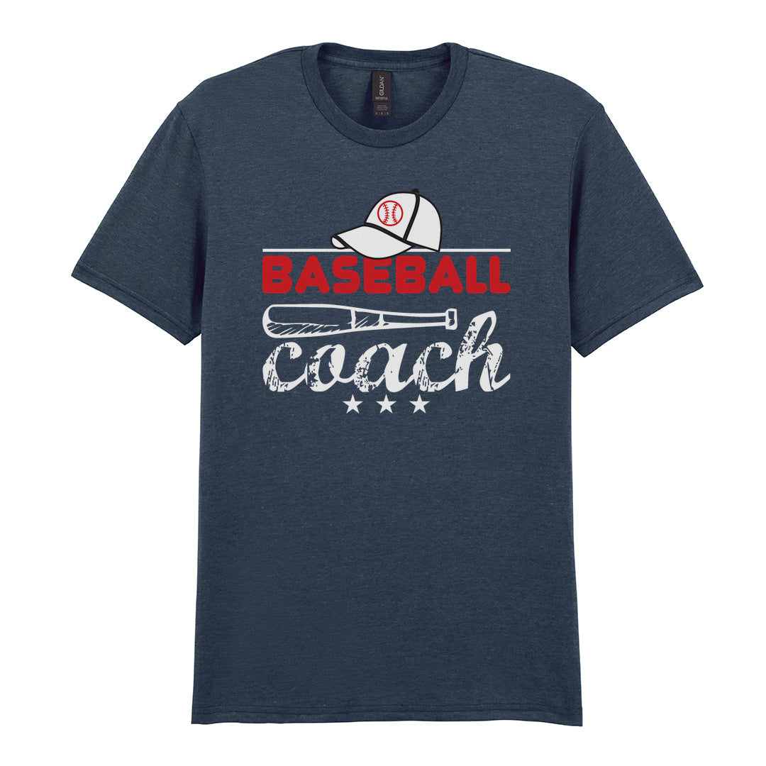 IPRINTOP Baseball Coach 2 Graphic T-Shirt in Dark Heather - coach cap and bat