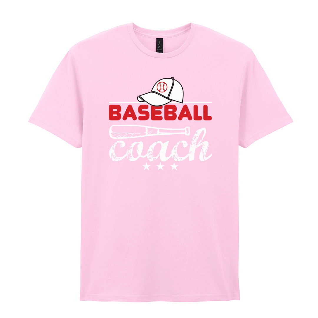 IPRINTOP Baseball Coach 2 Graphic T-Shirt in Light Pink - coach cap and bat