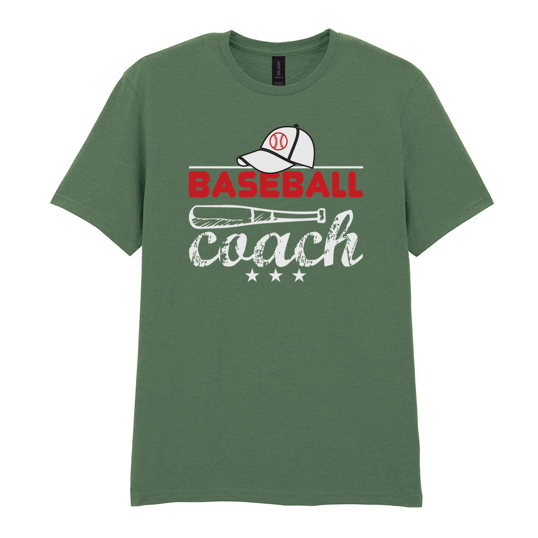 IPRINTOP Baseball Coach 2 Graphic T-Shirt in Military Green - coach cap and bat