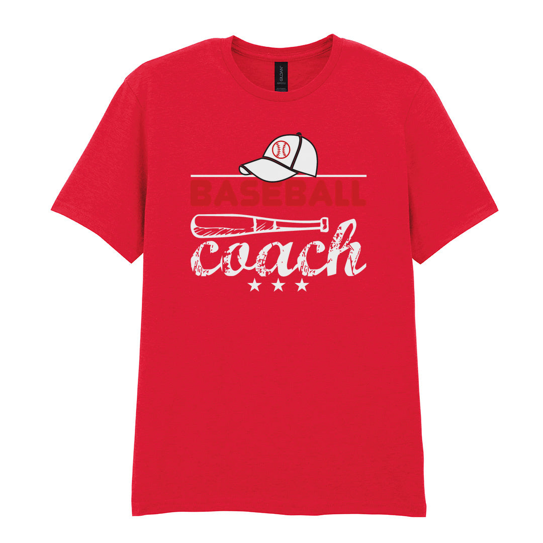 IPRINTOP Baseball Coach 2 Graphic T-Shirt in Red - coach cap and bat