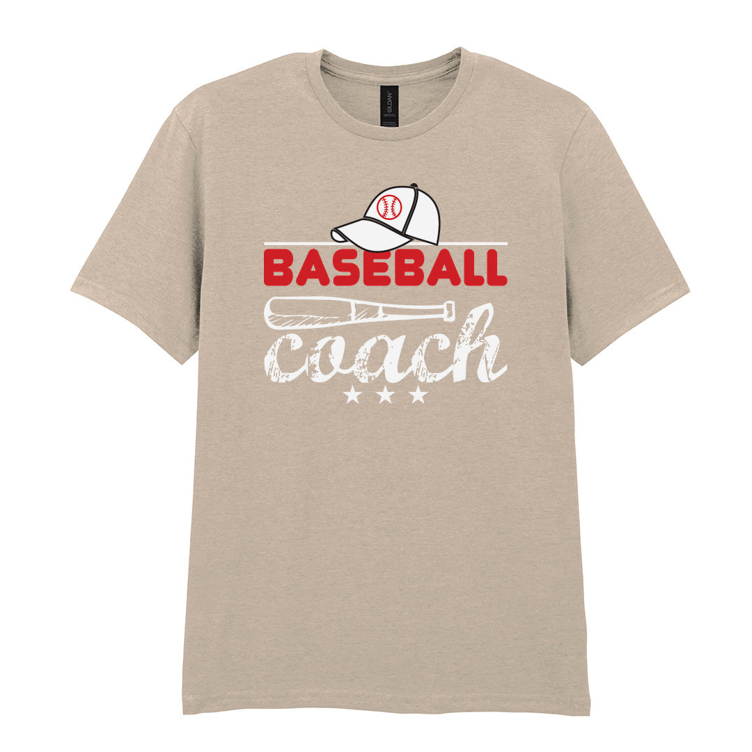 IPRINTOP Baseball Coach 2 Graphic T-Shirt in Sand - coach cap and bat