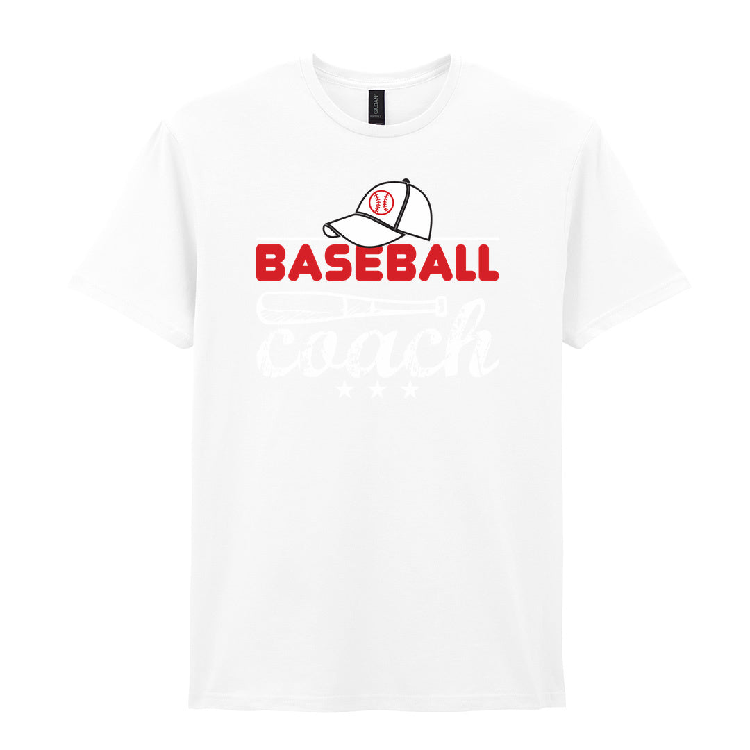 IPRINTOP Baseball Coach 2 Graphic T-Shirt in White - coach cap and bat