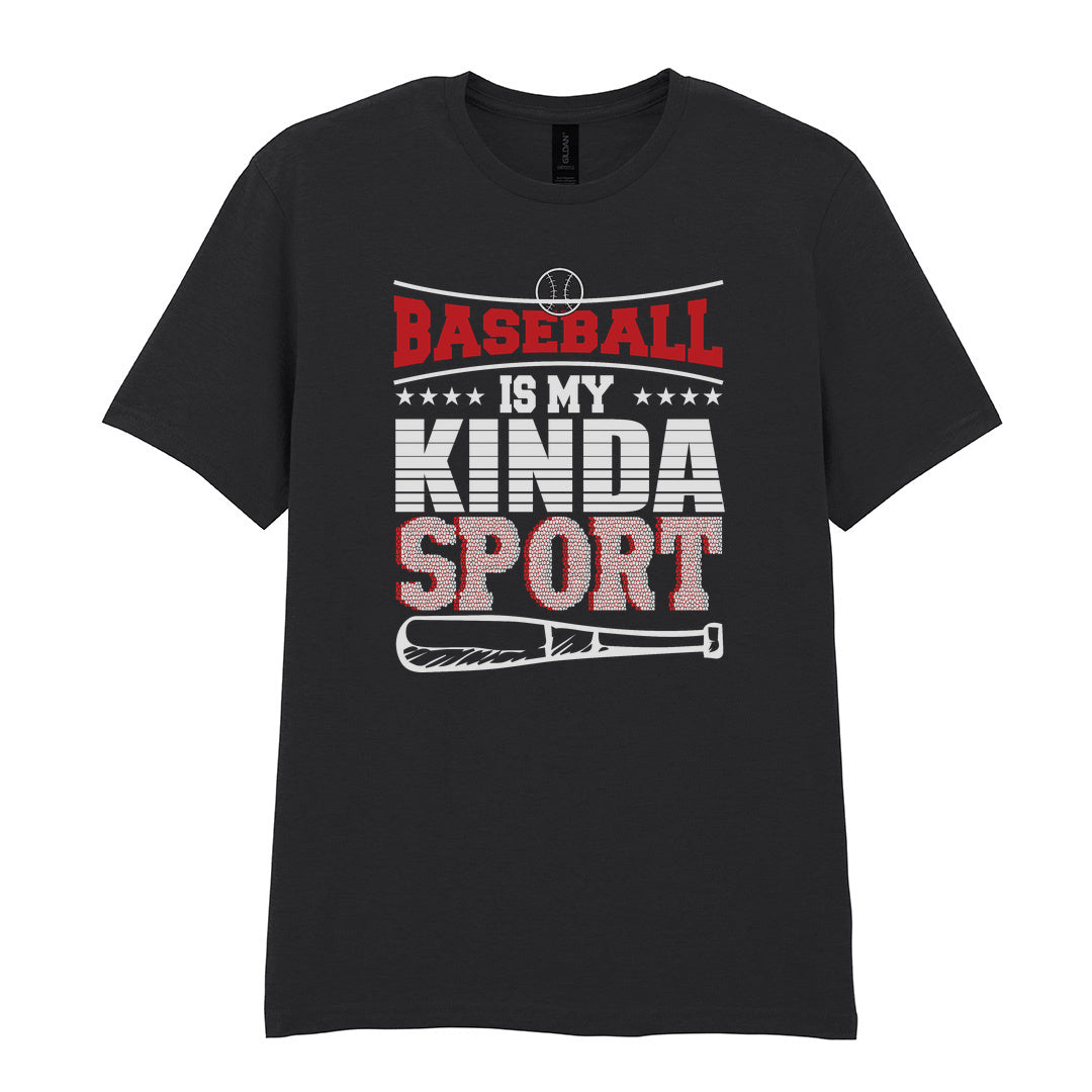 IPRINTOP Baseball Is My Kinda Sport 2 Graphic T-Shirt in Black - red slogan and bat