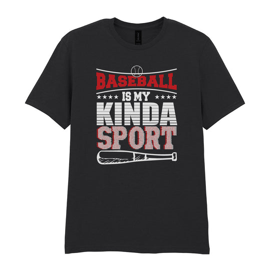 IPRINTOP Baseball Is My Kinda Sport 2 Graphic T-Shirt in Black - red slogan and bat