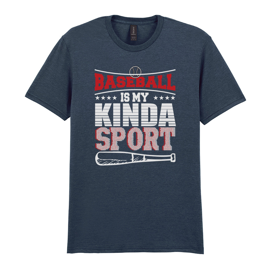 IPRINTOP Baseball Is My Kinda Sport 2 Graphic T-Shirt in Dark Heather - red slogan and bat