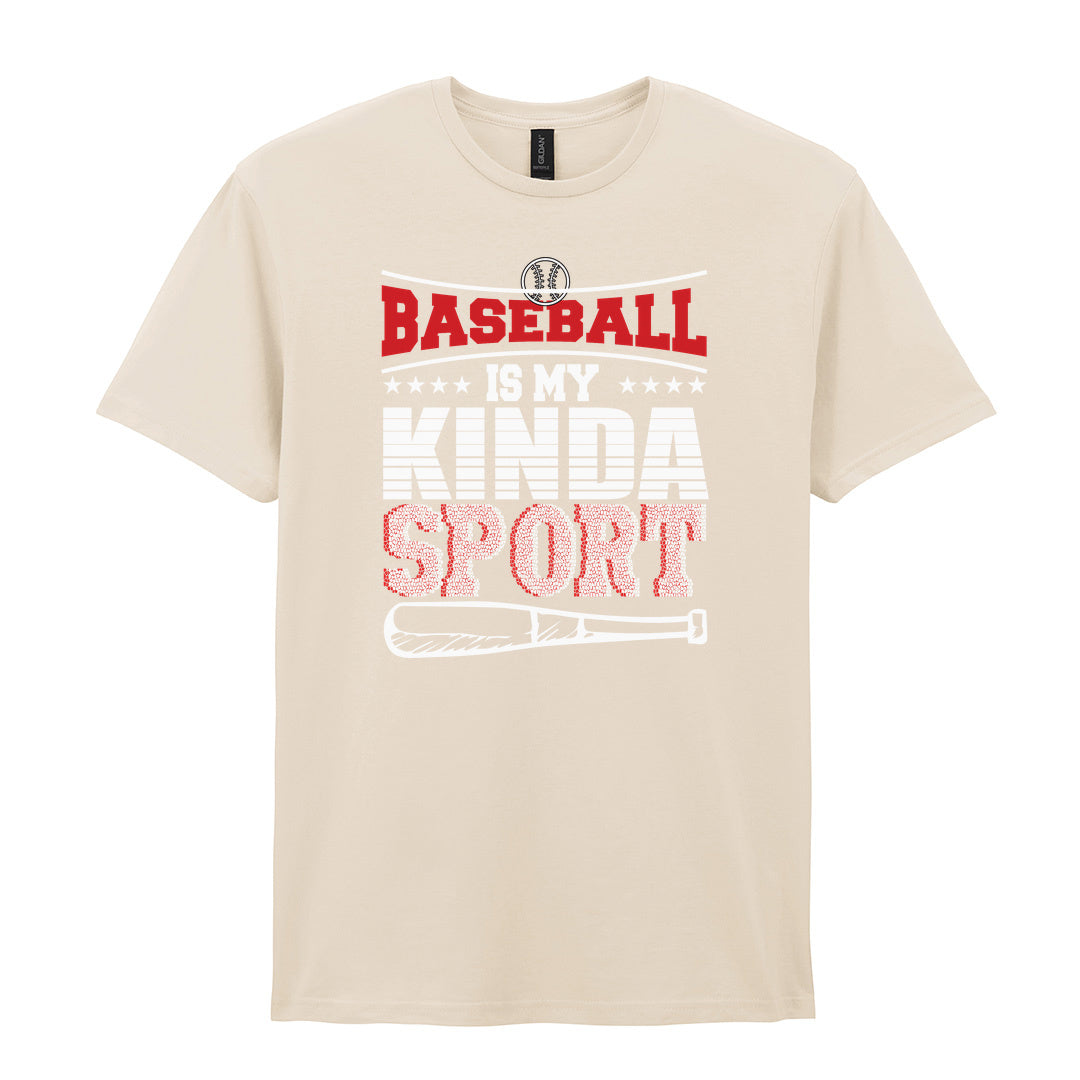IPRINTOP Baseball Is My Kinda Sport 2 Graphic T-Shirt in Natural - red slogan and bat