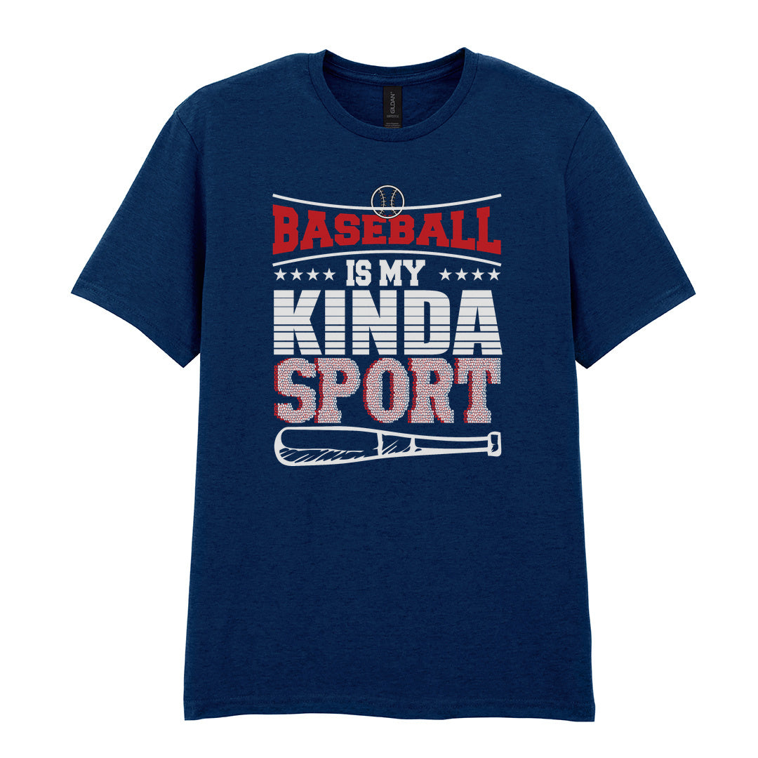 IPRINTOP Baseball Is My Kinda Sport 2 Graphic T-Shirt in Navy - red slogan and bat