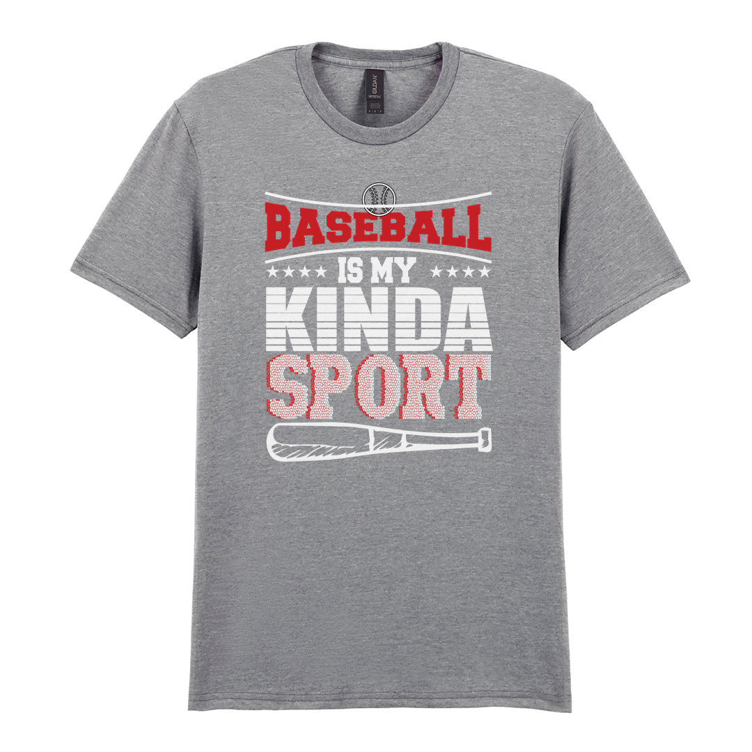 IPRINTOP Baseball Is My Kinda Sport 2 Graphic T-Shirt in RS Sports Grey - red slogan and bat