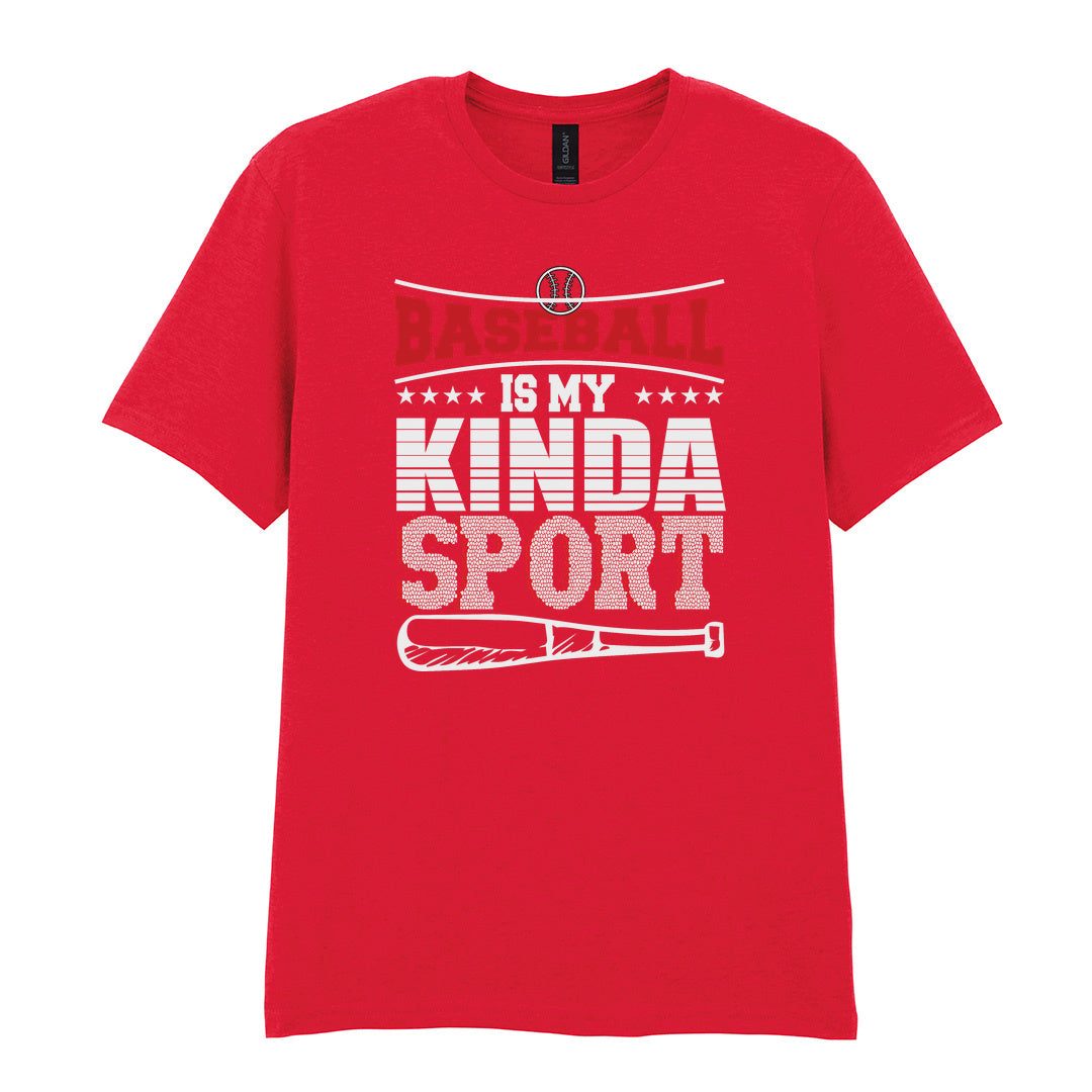 IPRINTOP Baseball Is My Kinda Sport 2 Graphic T-Shirt in Red - red slogan and bat