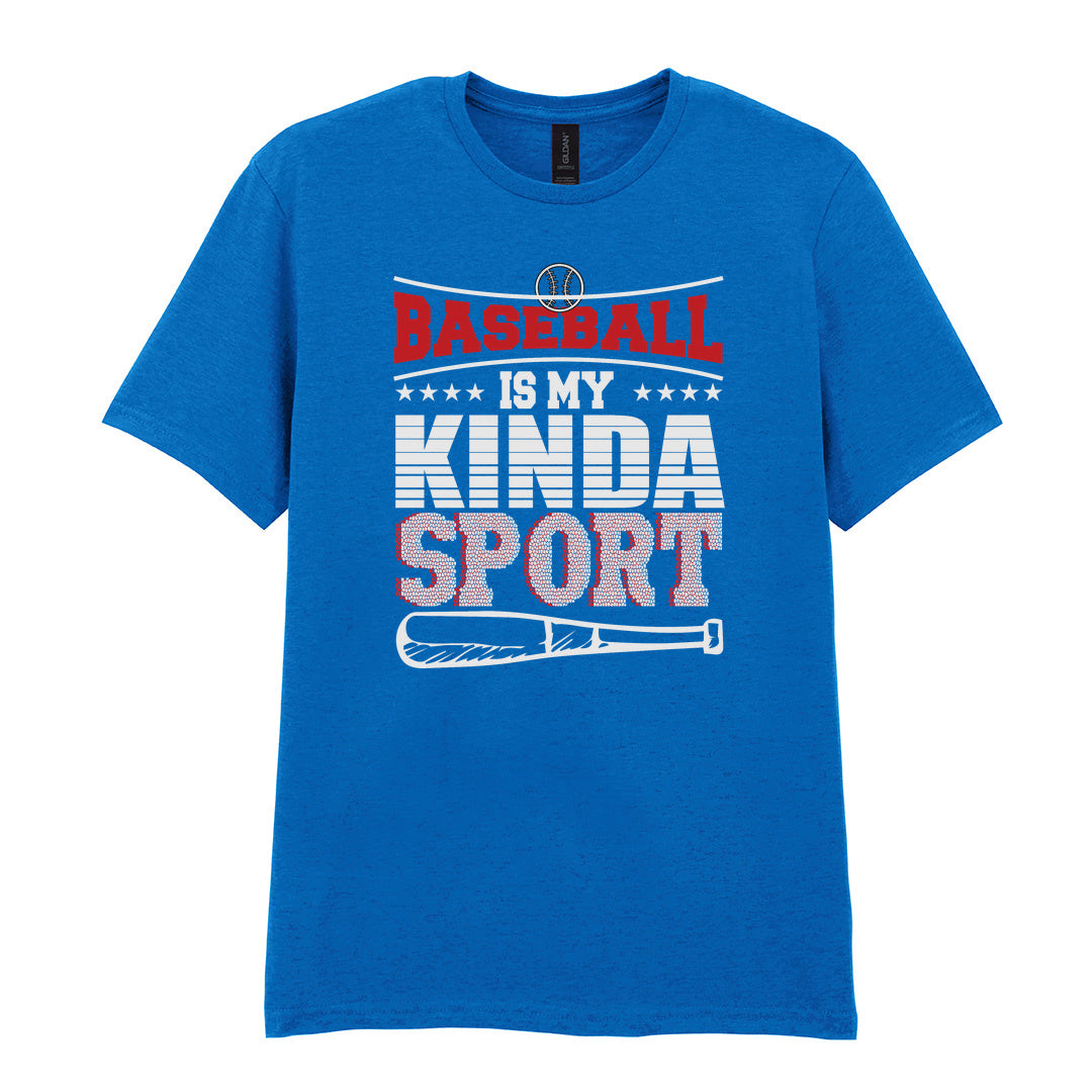 IPRINTOP Baseball Is My Kinda Sport 2 Graphic T-Shirt in Royal - red slogan and bat