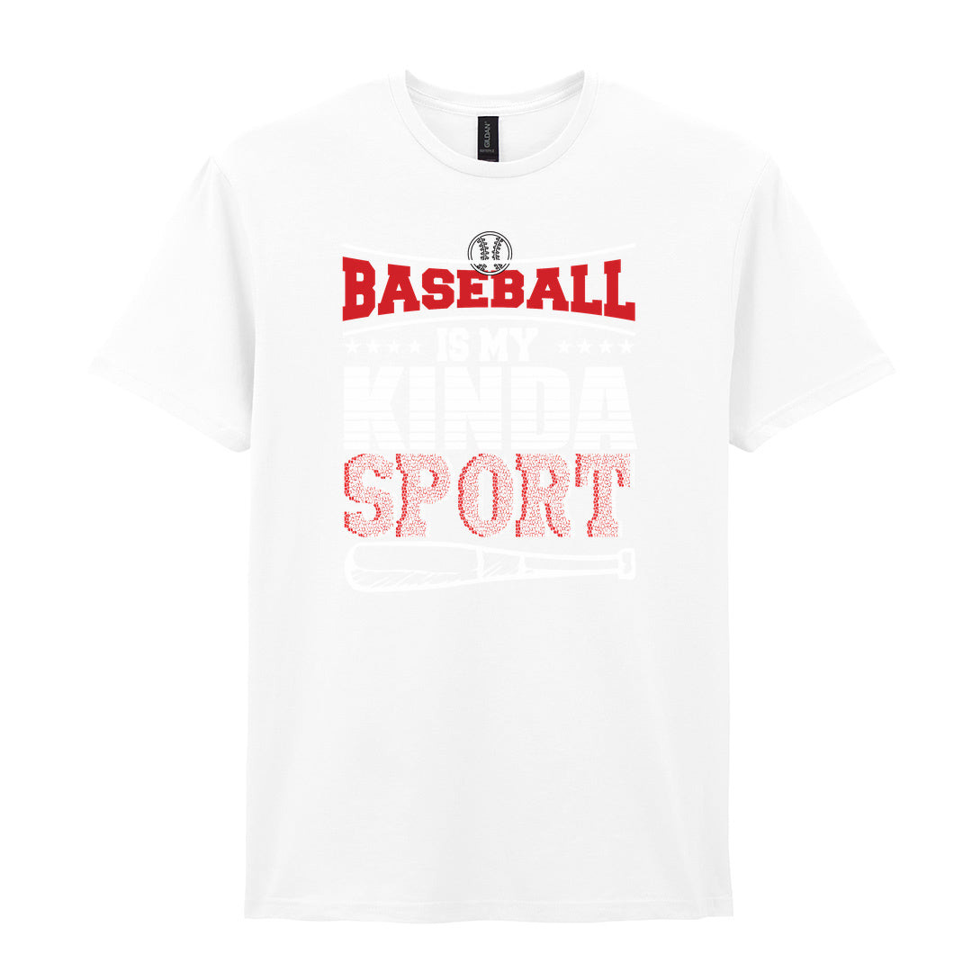 IPRINTOP Baseball Is My Kinda Sport 2 Graphic T-Shirt in White - red slogan and bat