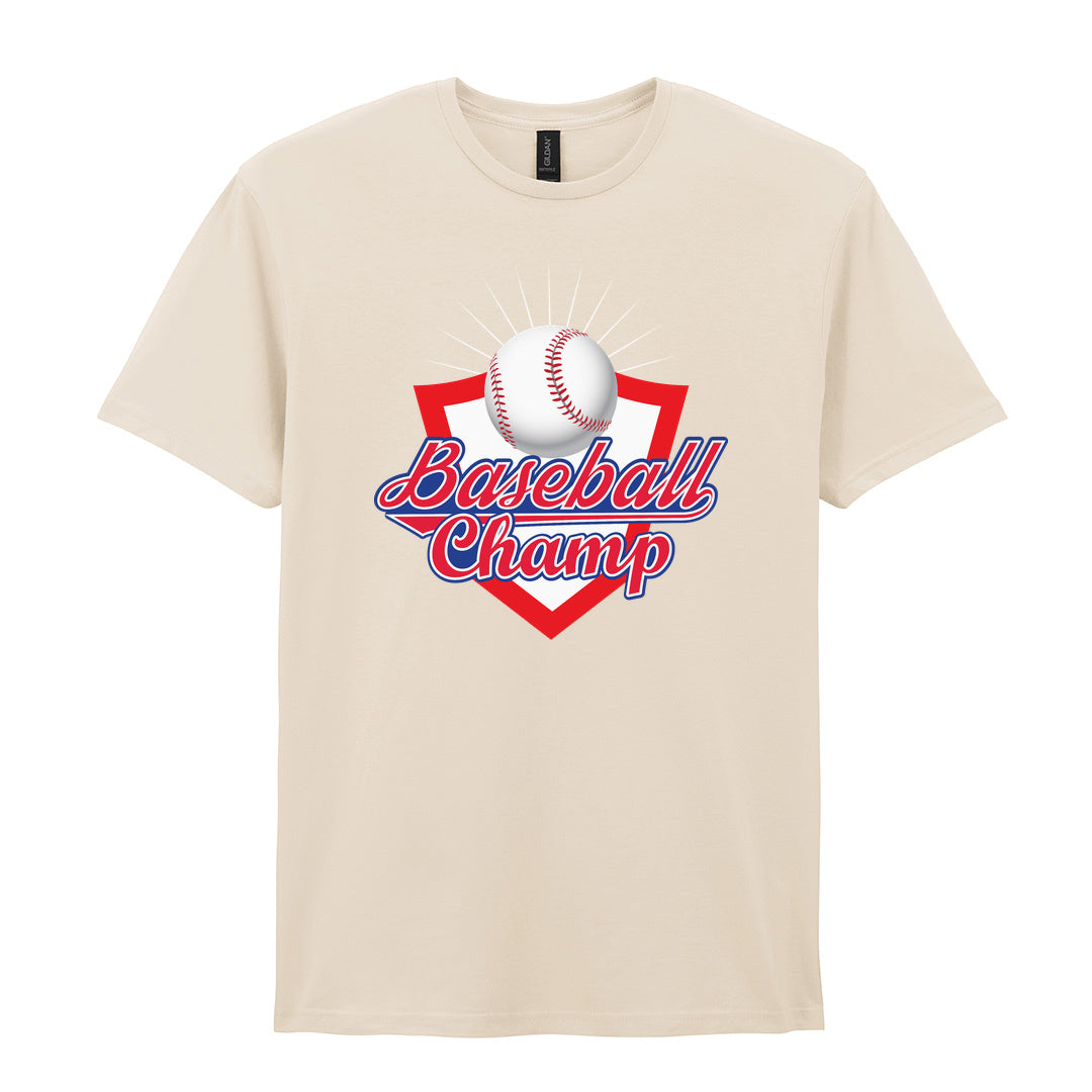 IPRINTOP Baseball Champ 3 Graphic T-Shirt in Natural - baseball and red shield
