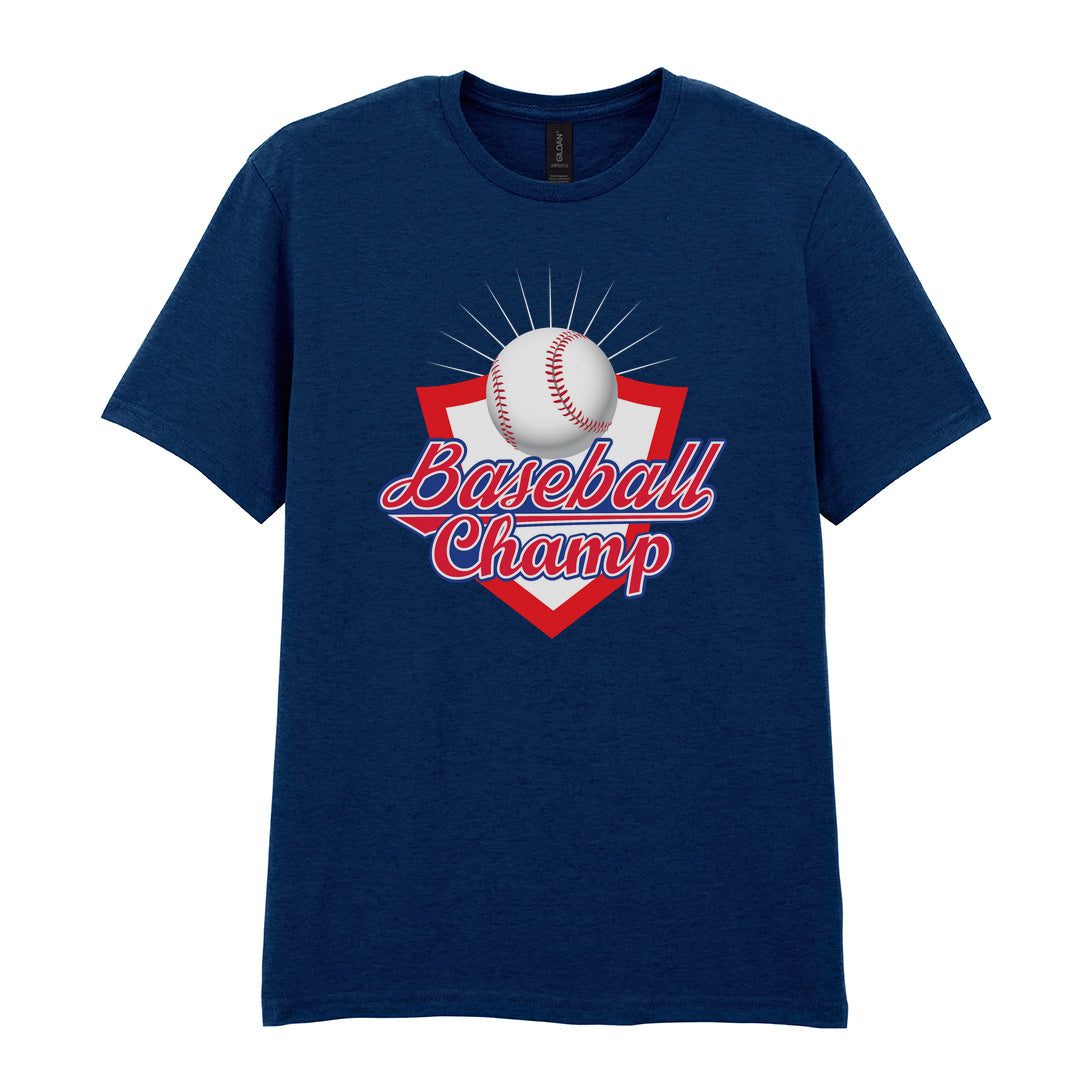 IPRINTOP Baseball Champ 3 Graphic T-Shirt in Navy - baseball and red shield