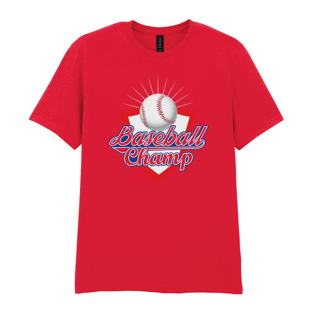 IPRINTOP Baseball Champ 3 Graphic T-Shirt in Red - baseball and red shield