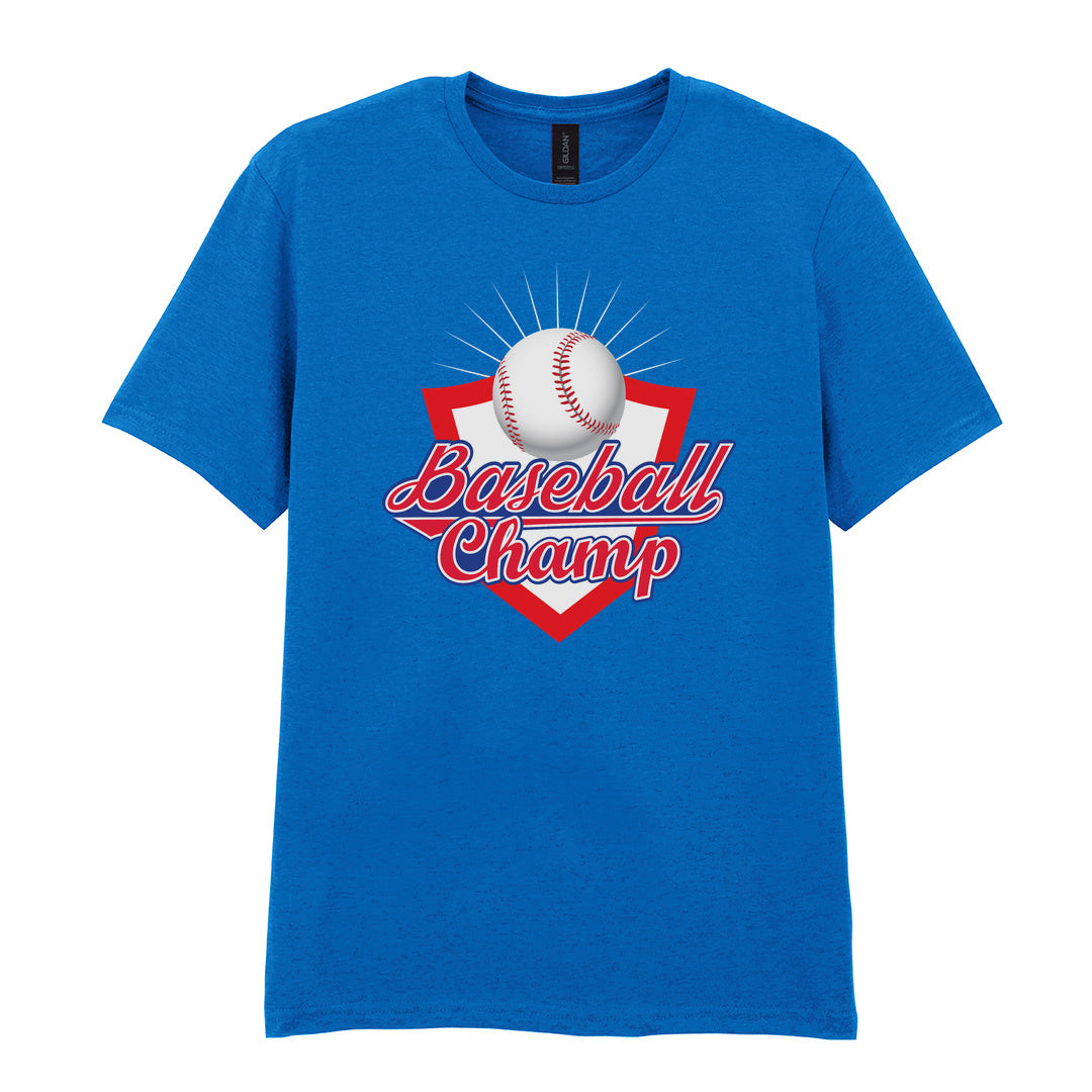 IPRINTOP Baseball Champ 3 Graphic T-Shirt in Royal - baseball and red shield
