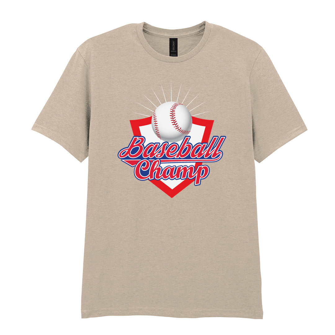 IPRINTOP Baseball Champ 3 Graphic T-Shirt in Sand - baseball and red shield