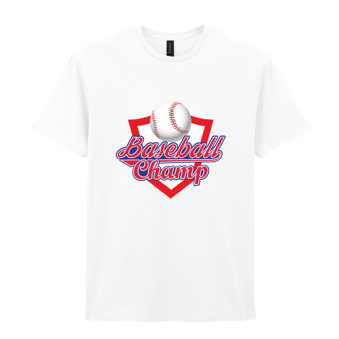 IPRINTOP Baseball Champ 3 Graphic T-Shirt in White - baseball and red shield