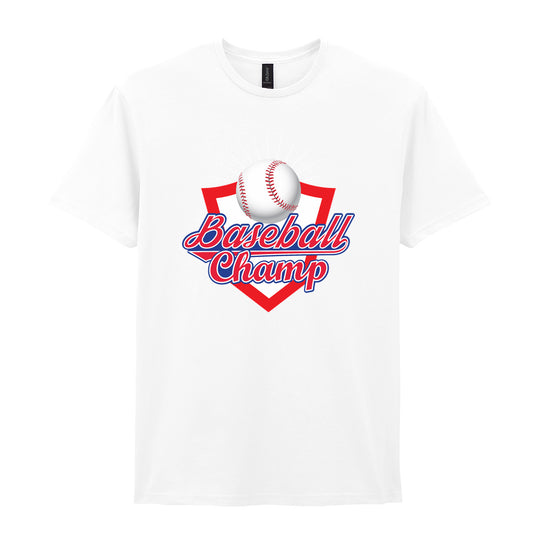 IPRINTOP Baseball Champ 3 Graphic T-Shirt in White - baseball and red shield
