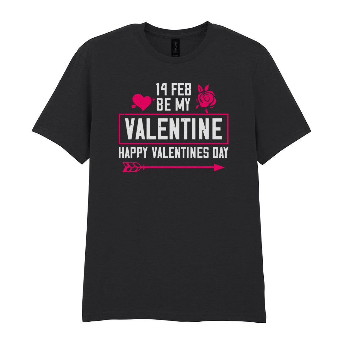 IPRINTOP Be My Valentine Graphic T-Shirt in Black - decorative love-themed lettering