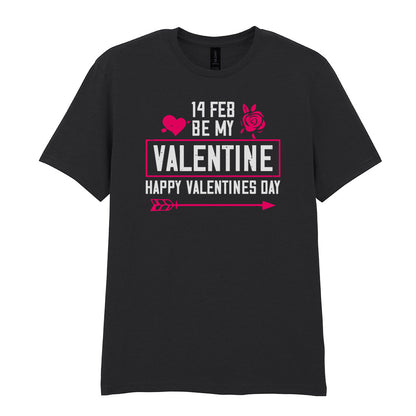 IPRINTOP Be My Valentine Graphic T-Shirt in Black - decorative love-themed lettering