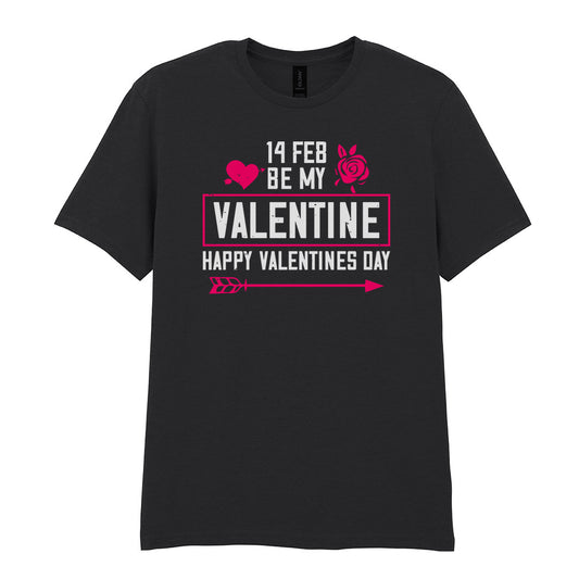 IPRINTOP Be My Valentine Graphic T-Shirt in Black - decorative love-themed lettering