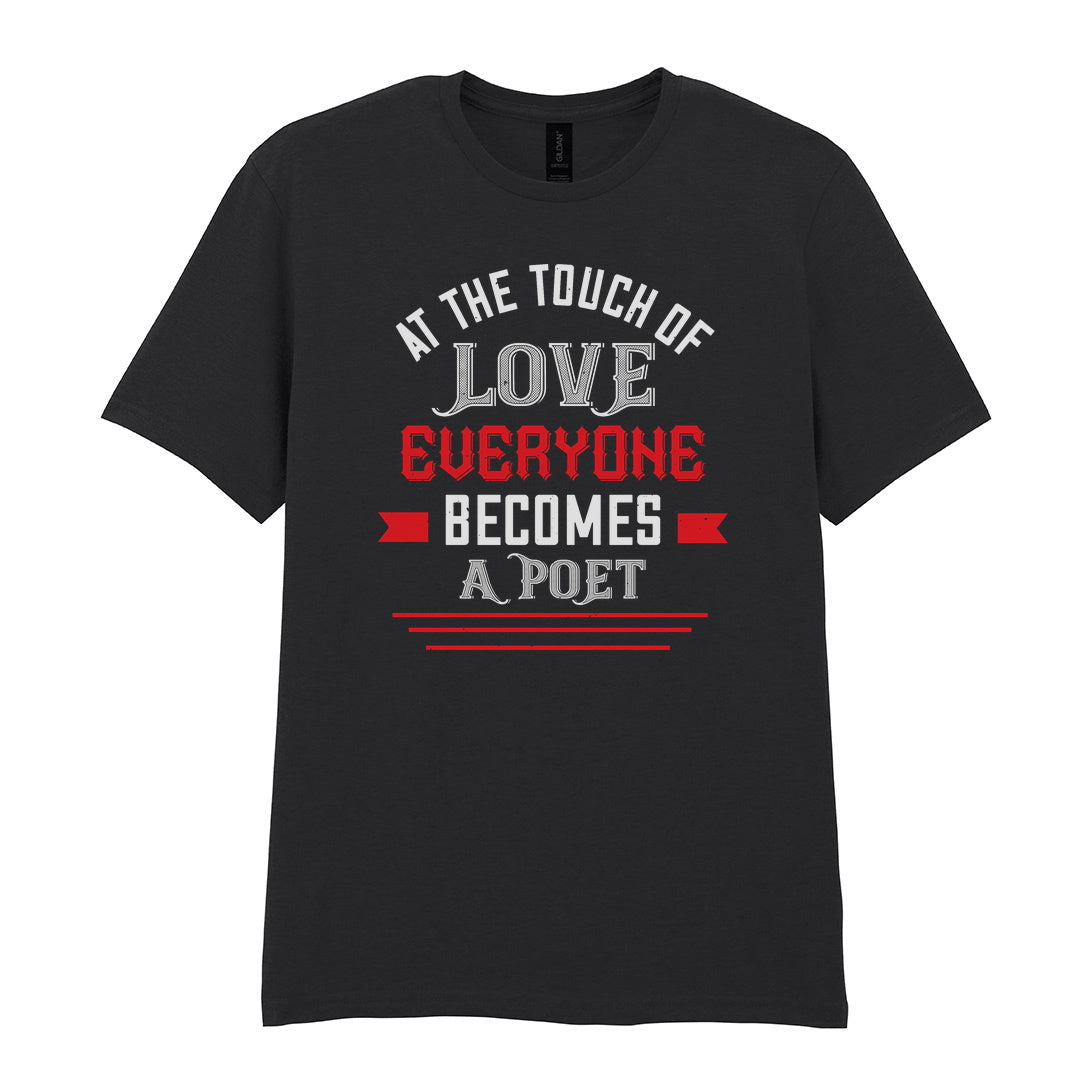 IPRINTOP At the Touch of Love Graphic T-Shirt in Black - white and red poetry quote