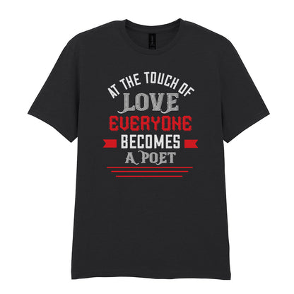 IPRINTOP At the Touch of Love Graphic T-Shirt in Black - white and red poetry quote